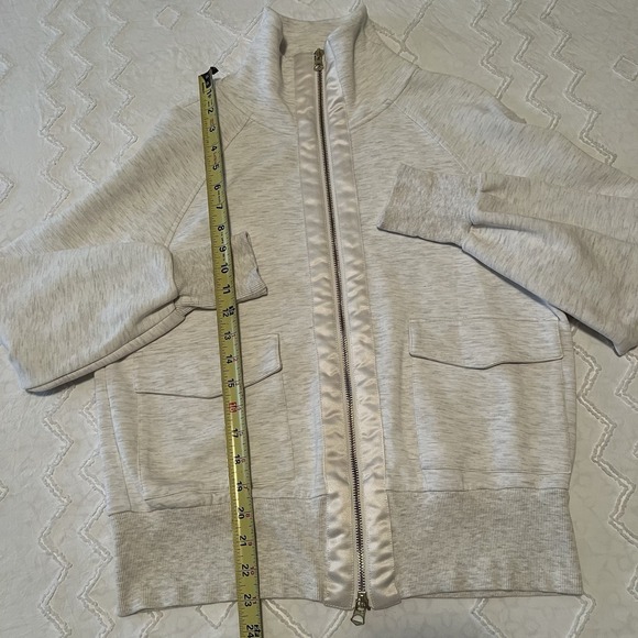 Varley Roxbury Double Soft Zip-Through Sweatshirt Ivory XS Funnel Neck - Picture 6 of 10